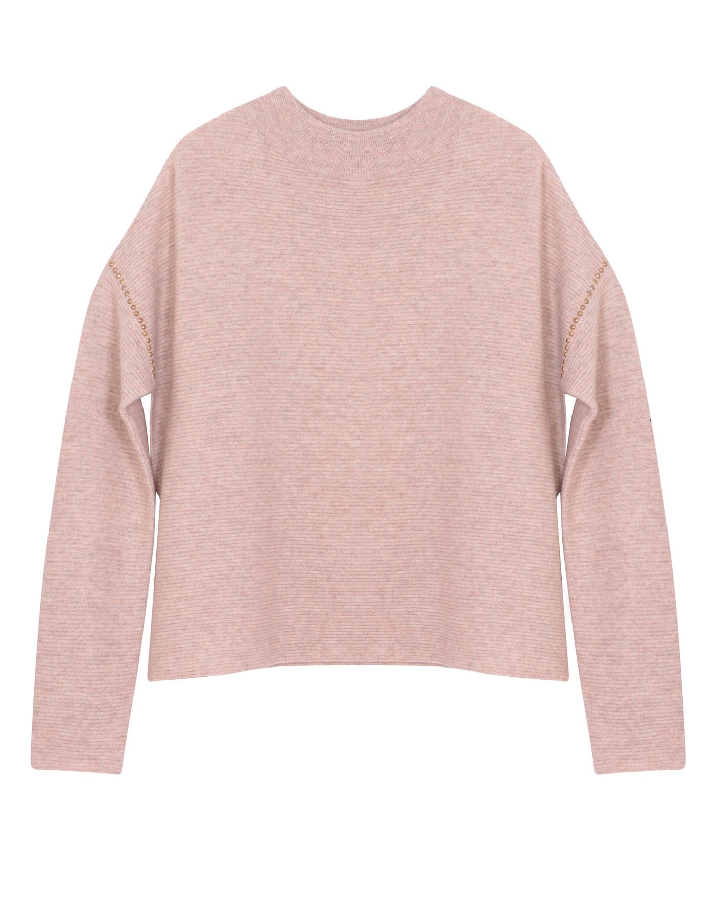 Grey sweater with gold studs on a white background