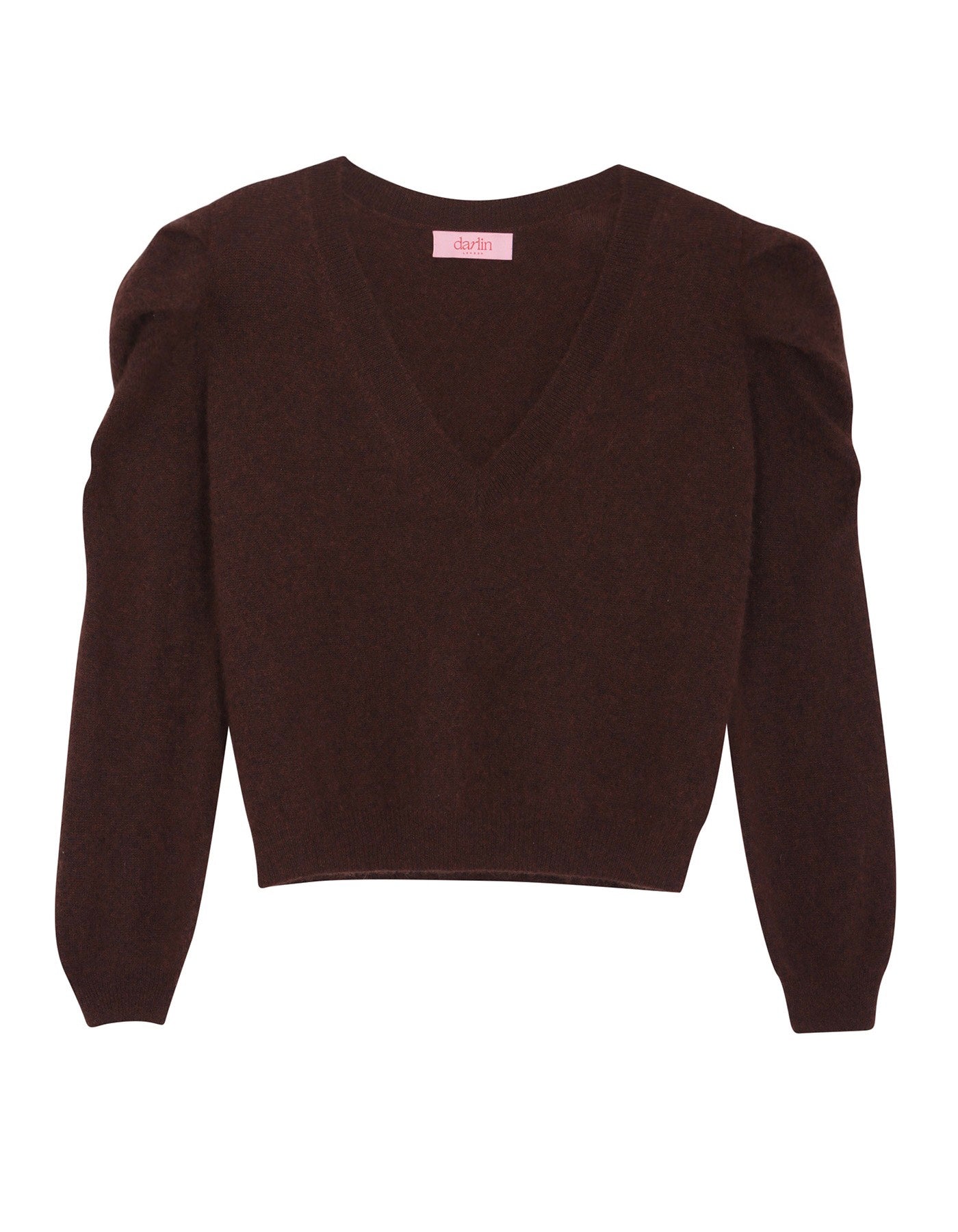 Brown sweater with puff sleeves on a white background