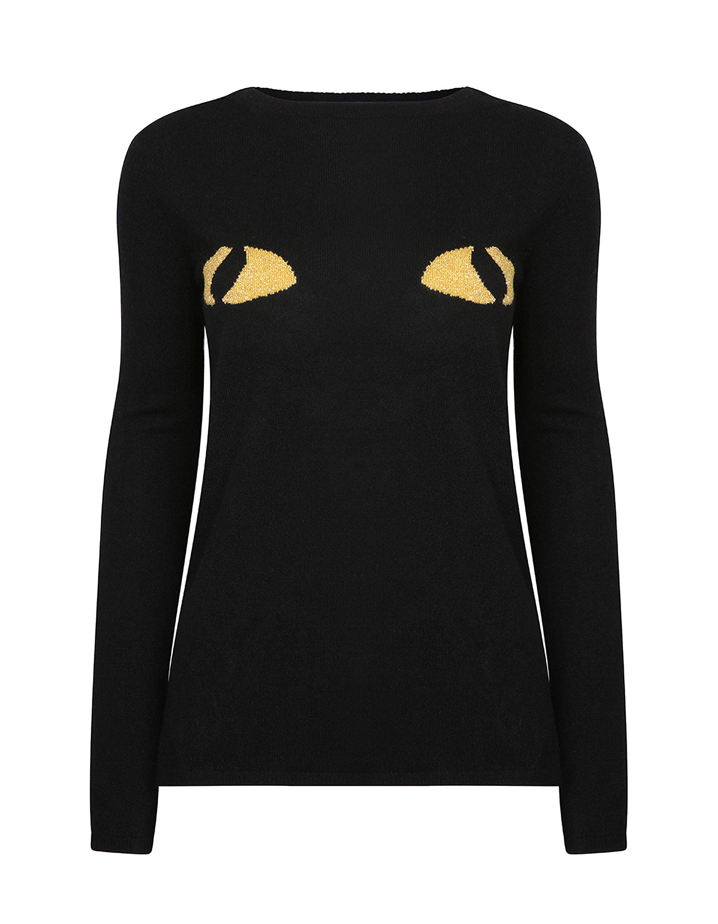 Cats eyes black malin darlin cashmere knitwear.
