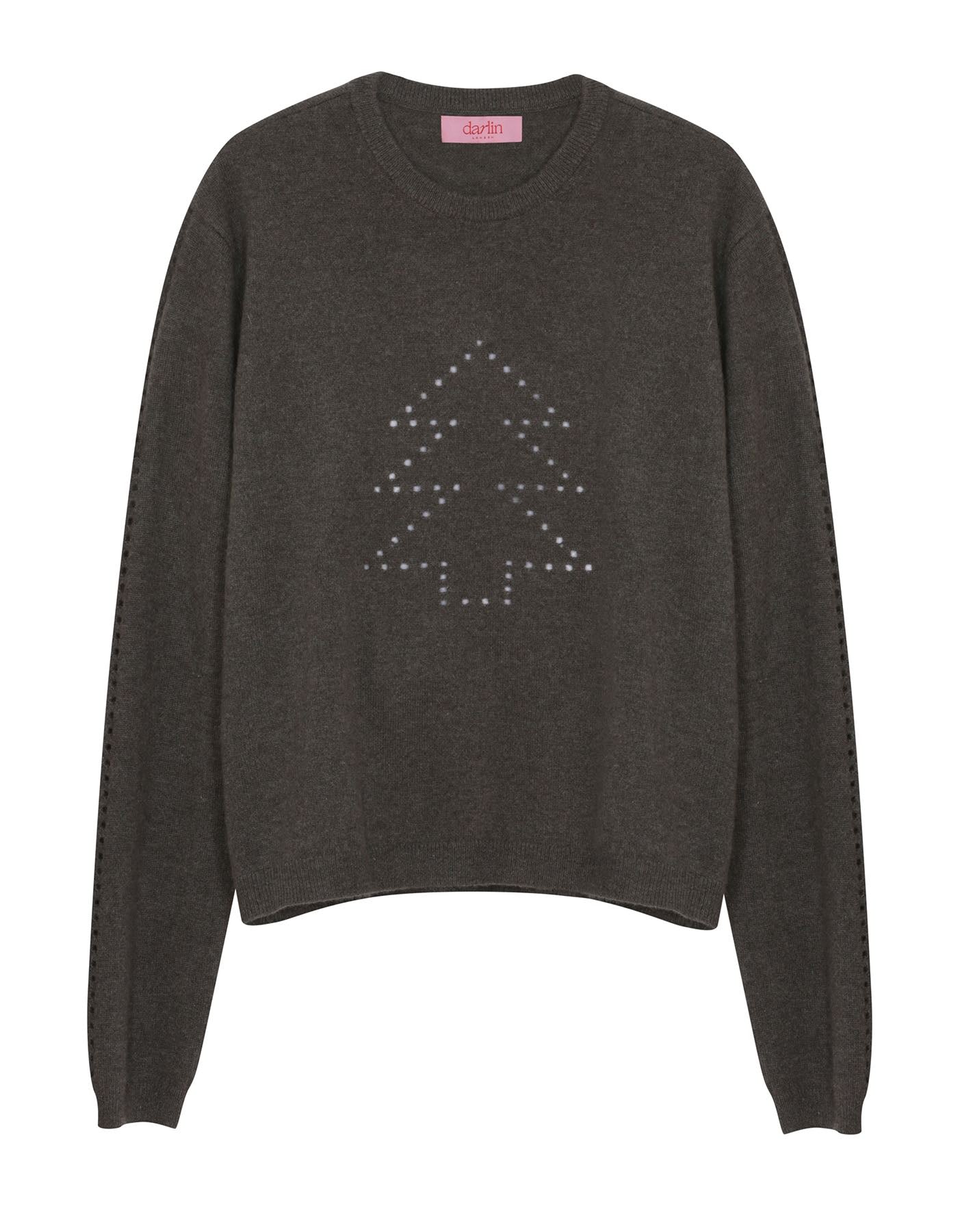 Khaki green sweater with star pattern on a white background