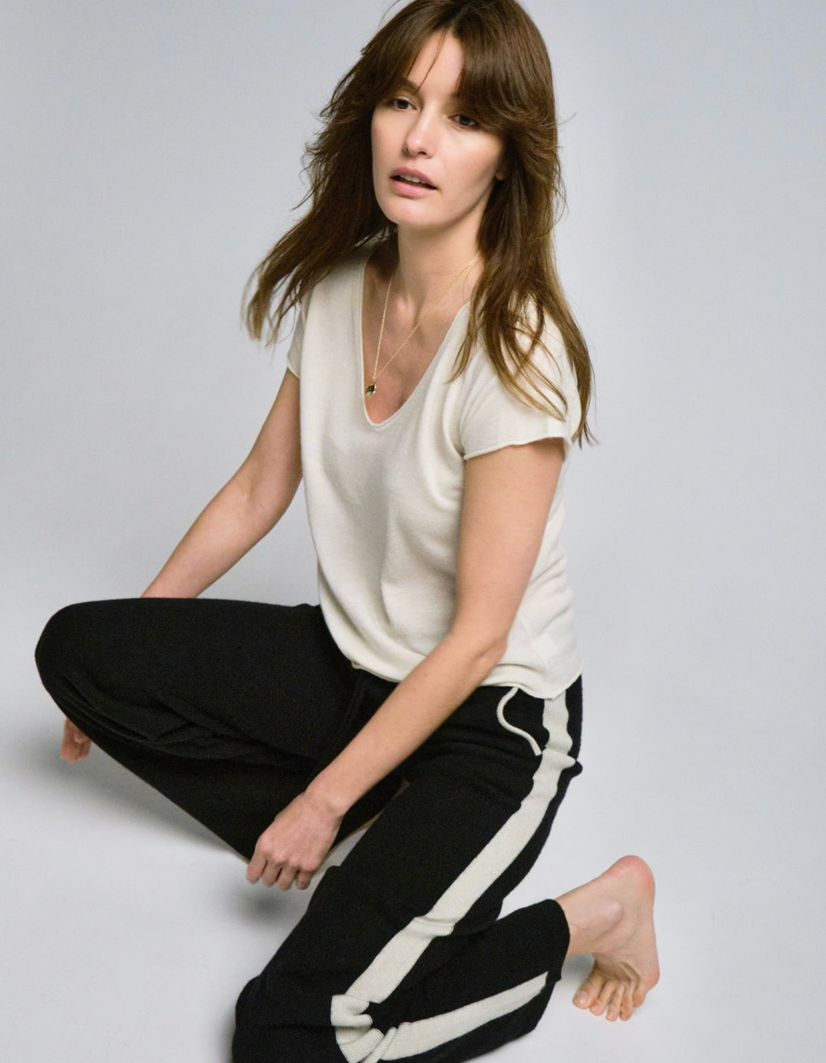 STRIPED TRACK PANT - Black