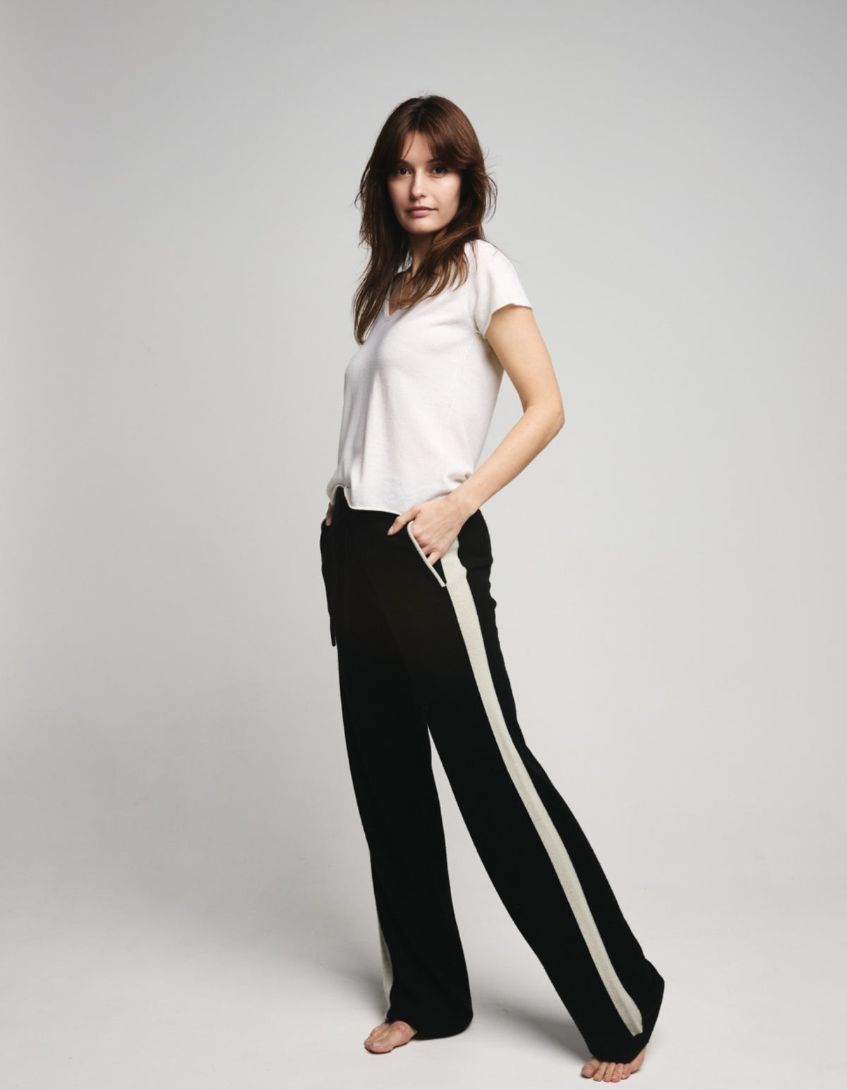 STRIPED TRACK PANT - Black
