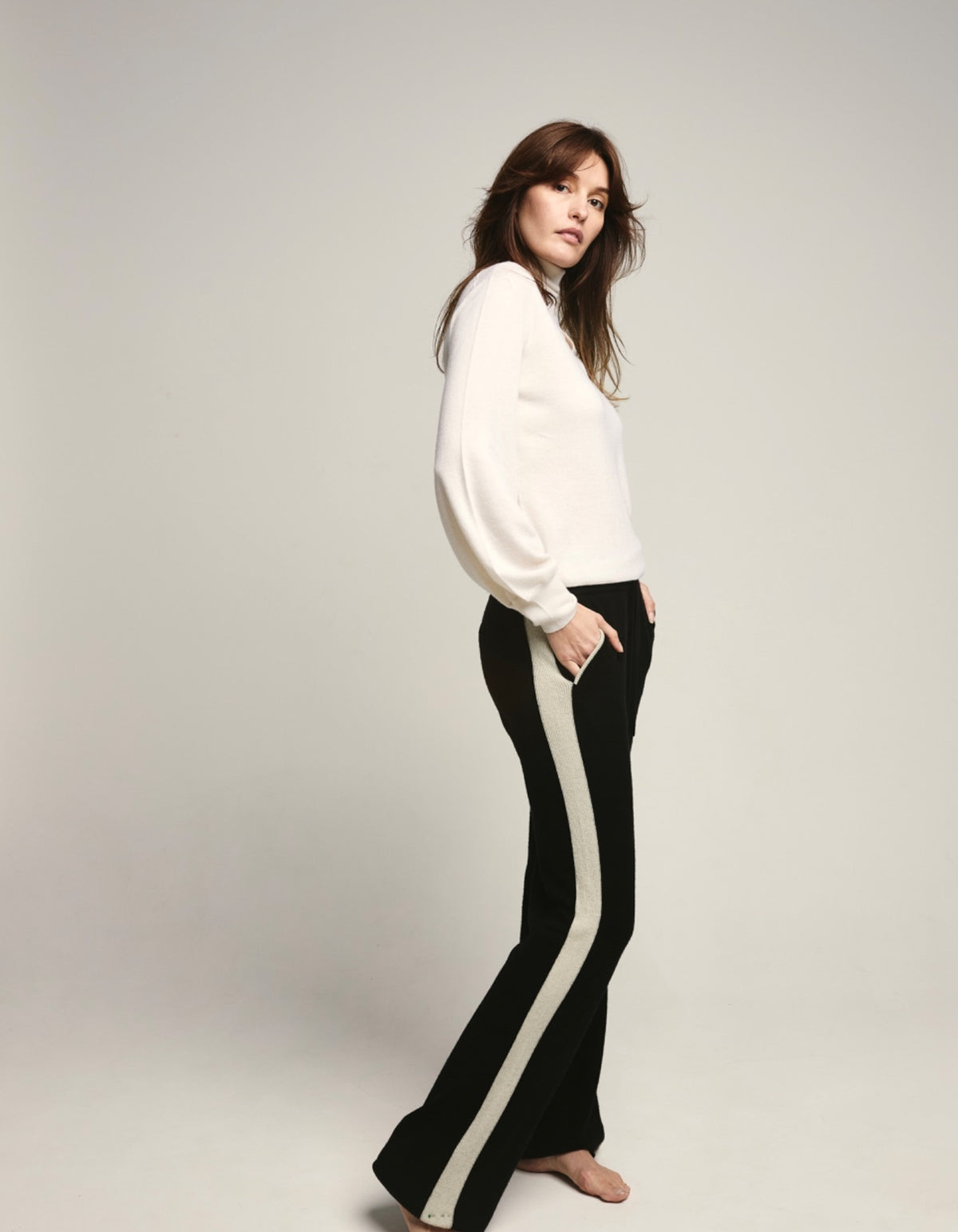 STRIPED TRACK PANT - Black
