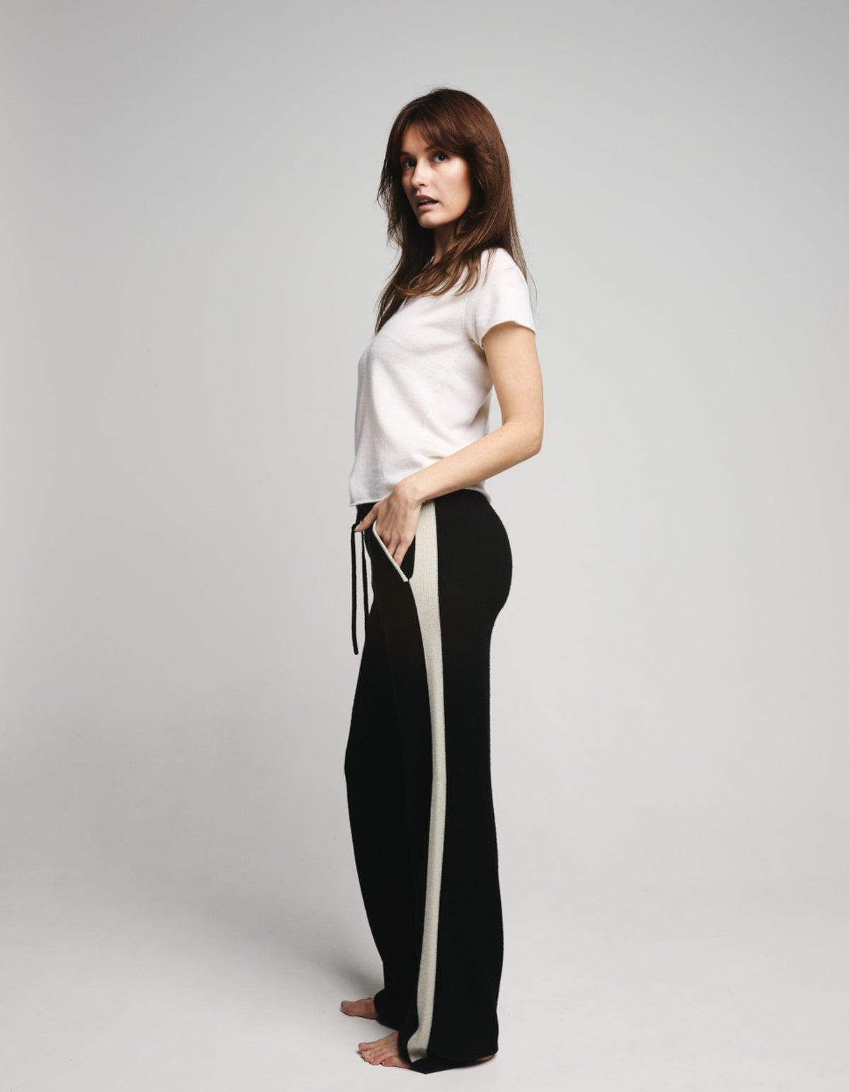 STRIPED TRACK PANT - Black